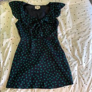 Navy blue and teal heart dress